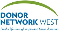 .Donor Network West company logo with tag line reading “heal a life through organ and tissue donation” 